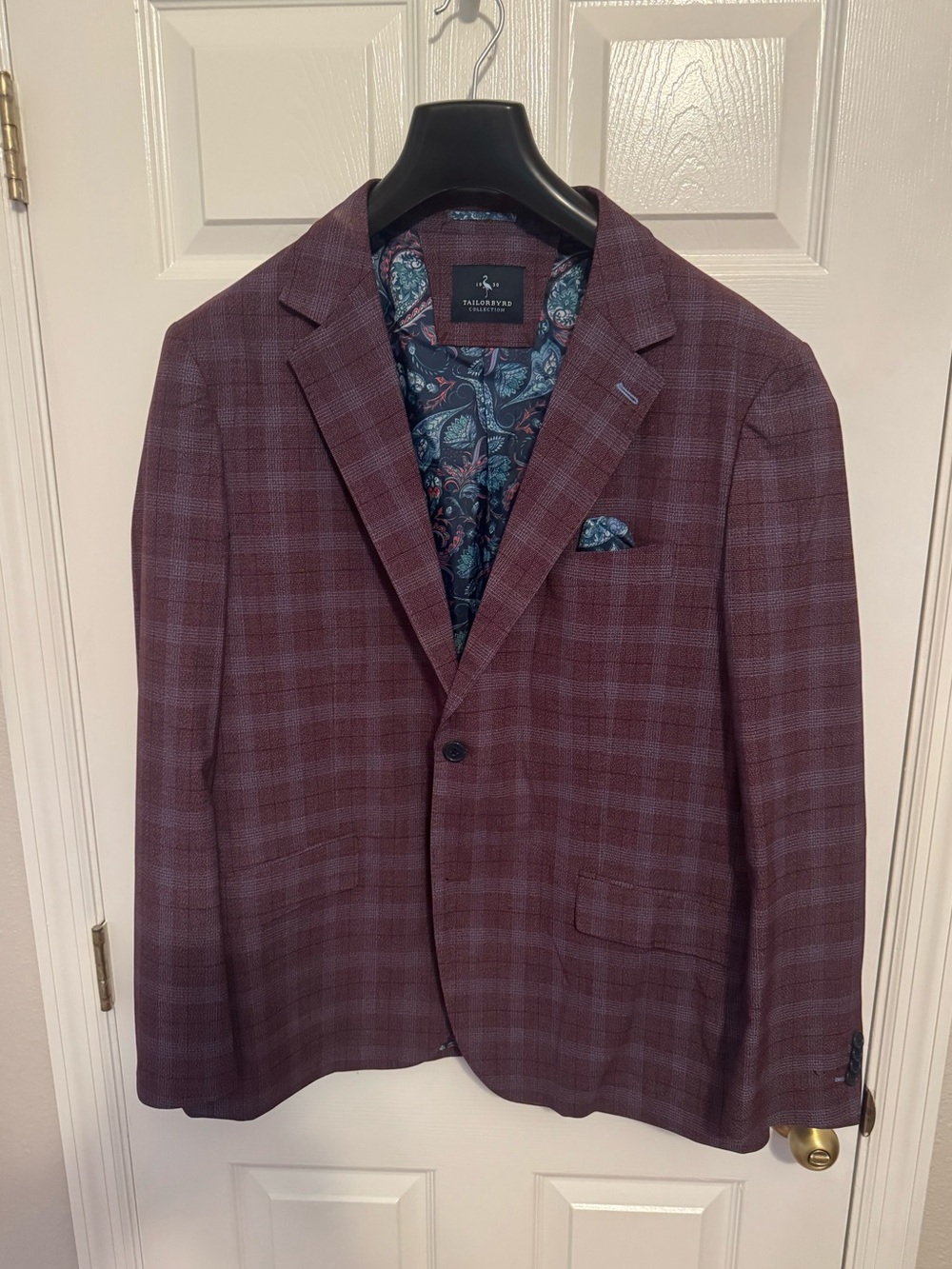 Tailorbyrd Men's Burgundy Plaid Sport Coat